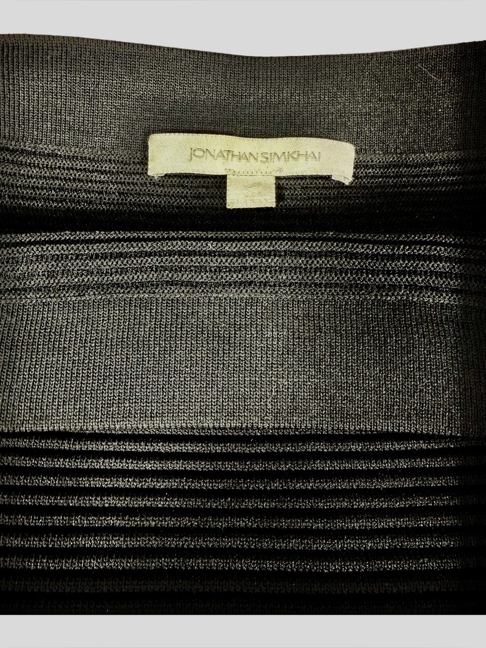 Jonathan Simkhai Rich Black Textured Ribbed Skirt.